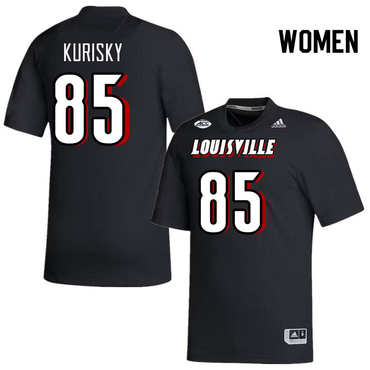 Women #85 Nate Kurisky Louisville Cardinals College Football Jerseys Stitched-Black